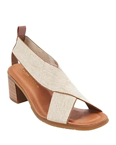 Shop Andre Assous Women's Naira Slip On Crisscross High Heel Sandals In Beige Linen