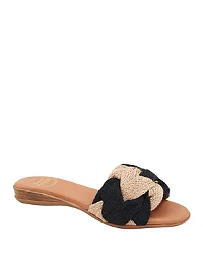 Shop Andre Assous Women's Nahala Slip On Woven Slide Sandals In Black/natural