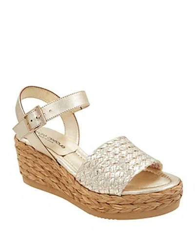 Shop Andre Assous Women's Carissa Ankle Strap Woven Espadrille Platform Wedge Sandals In Platino