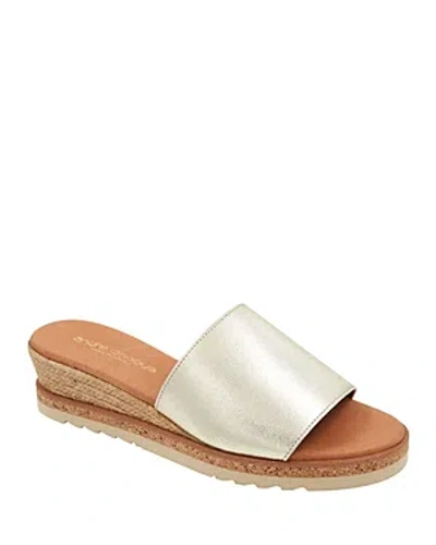 Shop Andre Assous Women's Nessie Slip On Slide Espadrille Wedge Sandals In Platino