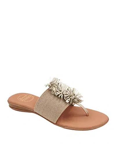 Shop Andre Assous Women's Novalee Slip On Embellished Thong Slide Sandals In Beige/platino