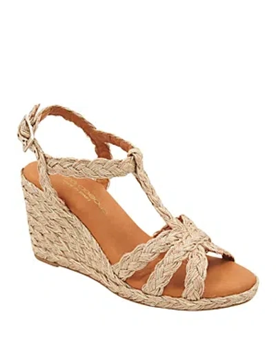 Shop Andre Assous Women's Madina Strappy Raffia Woven Espadrille Wedge Sandals In Gold