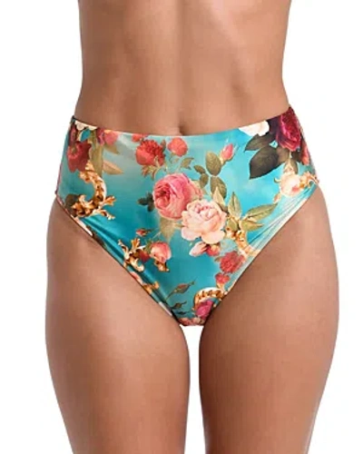 Shop L Agence L'agence Vanessa Roses High Waisted Bikini Bottom In Multi