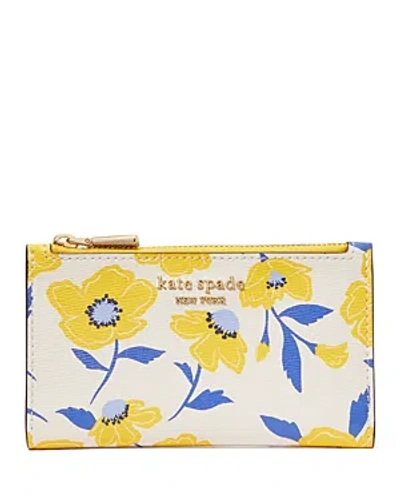 Shop Kate Spade New York Morgan Sunshine Floral Printed Pvc Small Slim Bifold Wallet In Cream Multi