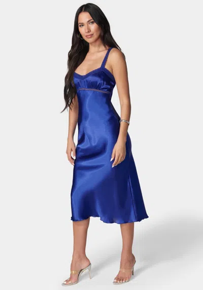 Shop Bebe Lace Trim Bustier Dress In Blue