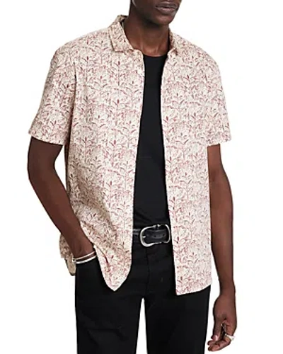 Shop John Varvatos Sean Short Sleeved Regular Fit Button Down Shirt In Cranberry