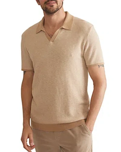 Shop Marine Layer Liam Short Sleeve Sweater Polo In Sable/ivory