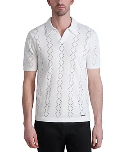 Shop Karl Lagerfeld Paris White Label Cotton Perforated Knit Polo In White