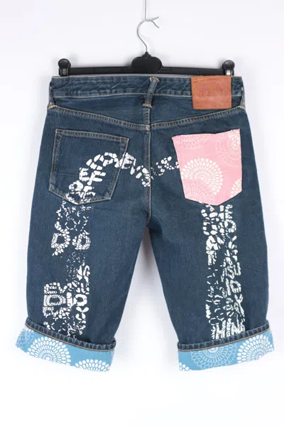 Pre-owned Evisu Japan Pocket Daicock Denim Jeans Shorts In Dark Denim