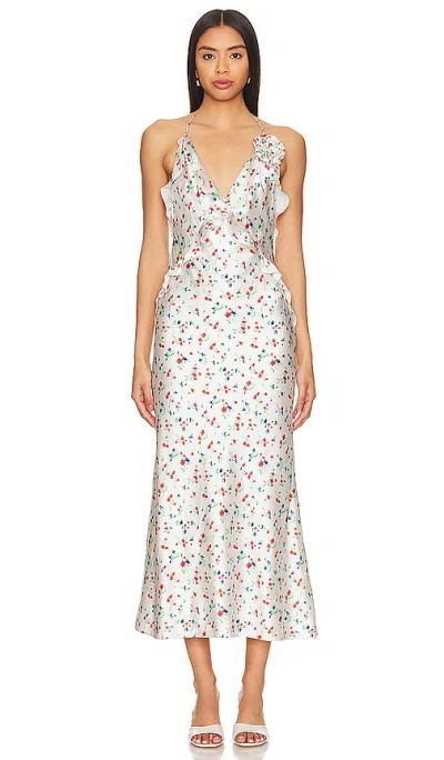 Bardot Olea Ruffle Maxi Dress In Ivory Ditsy Floral