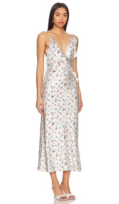 Bardot Olea Ruffle Maxi Dress In Ivory Ditsy Floral