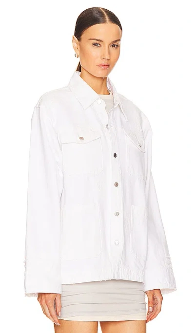 Shop Grlfrnd Jessie Body Drill Shirt Jacket In White Rip