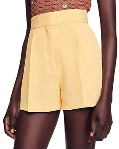 Shop Sandro Ray Straight Fit Shorts In Yellow Orange