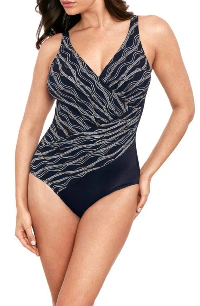Shop Miraclesuit Linked In Colorblock Oceanus One-piece Swimsuit In Black Multi