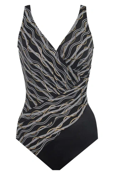 Shop Miraclesuit ® Linked In Colorblock Oceanus One-piece Swimsuit In Black Multi