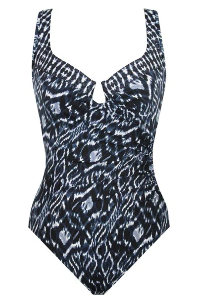 Miraclesuit Palatium Colorblock Escape One-piece Swimsuit In Blue Multi