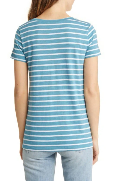 Shop Caslon U-neck T-shirt In Teal- Ivory Josephine Stripe