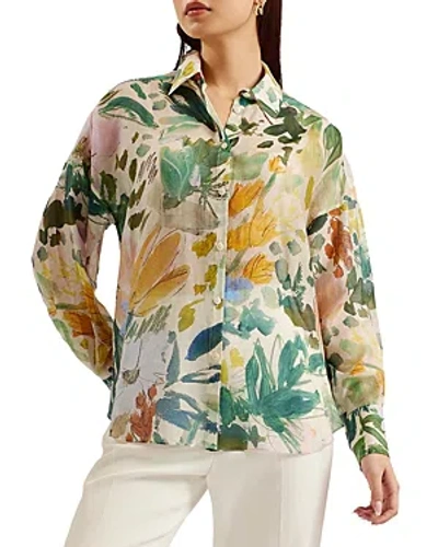 Shop Ted Baker Piccola Oversized Shirt In Ivory