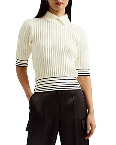 Shop Ted Baker Puff Sleeve Fitted Sweater In Ivory