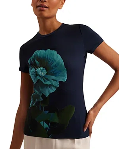 Shop Ted Baker Meridi Fitted Tee In Navy