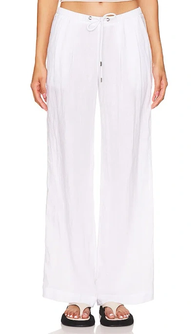 Shop James Perse Wide Leg Relaxed Linen Pant In 白色