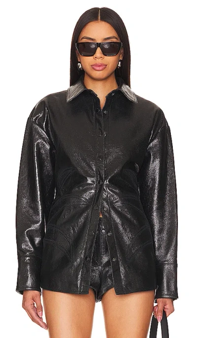 Shop Retroféte Shaili Leather Shirt In 黑色