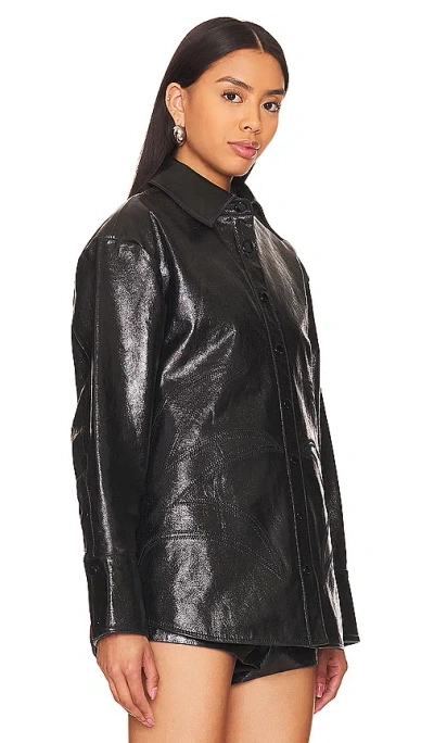 Shop Retroféte Shaili Leather Shirt In 黑色