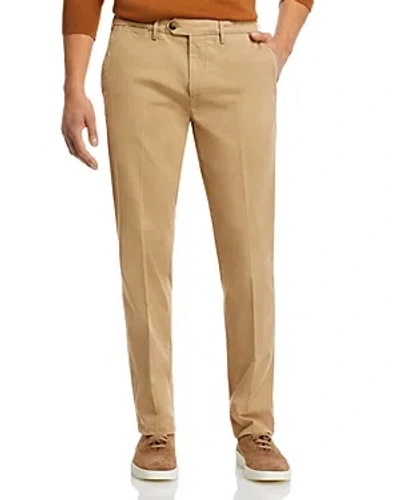 Shop Canali Garment Dyed Regular Fit Pants In Tan