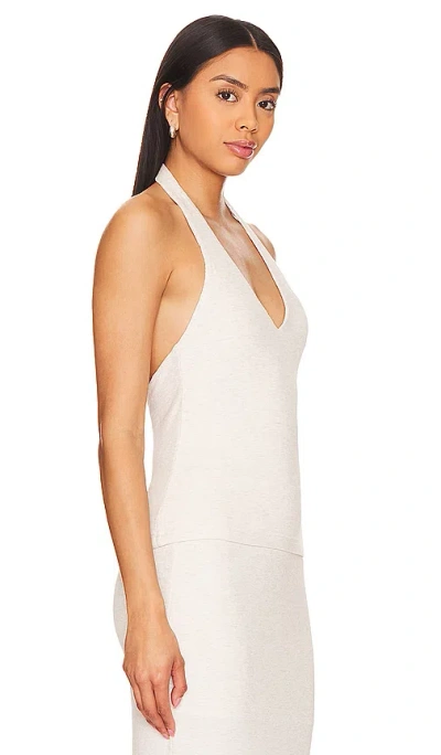 Lna Sophie Rib Halter Top In White