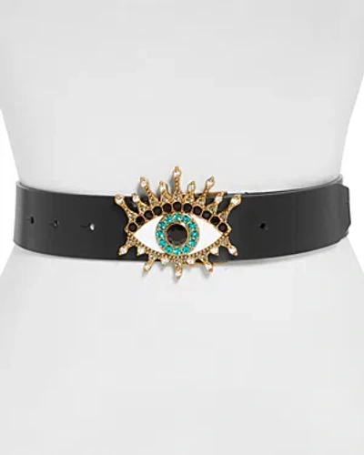 Shop Kurt Geiger Women's Evil Eye Leather Belt In Black Antique