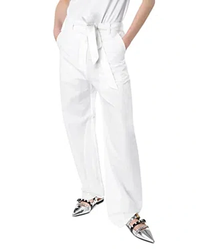 Shop Pinko Barrel Leg Linen Trousers In Bright White