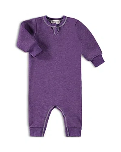 Shop Paigelauren Unisex Henley Fleece Coverall - Baby In Purple