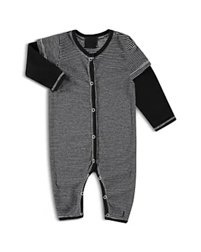 Shop Paigelauren Boys' Supersoft Striped Rib Twofer Romper - Baby In Black
