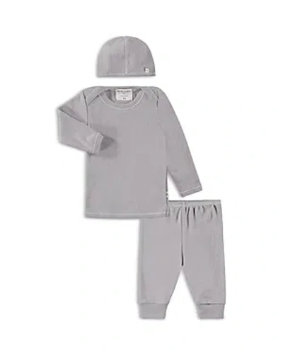 Shop Paigelauren Unisex Ribbed Long Sleeve Tee, Leggings & Cap Set - Baby In Gray