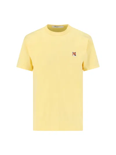 Shop Maison Kitsuné Logo T-shirt In Yellow