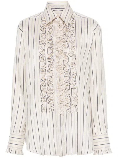 Shop Stella Mccartney Silk Blend Tuxedo Shirt In White