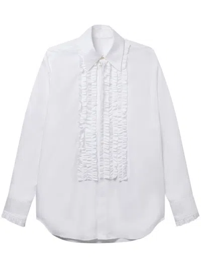 Stella Mccartney Ruffled Cotton Tuxedo Shirt In White