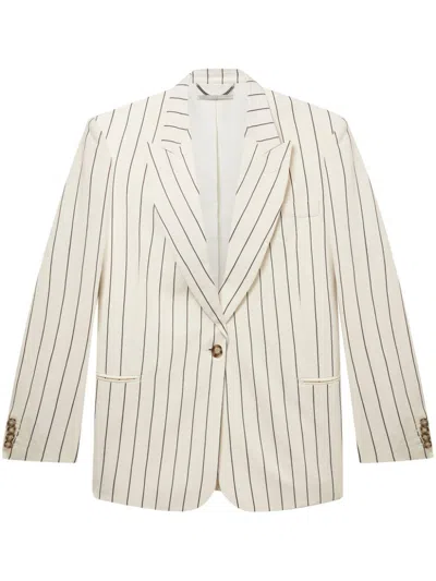 Shop Stella Mccartney Single-breasted Striped Blazer In White