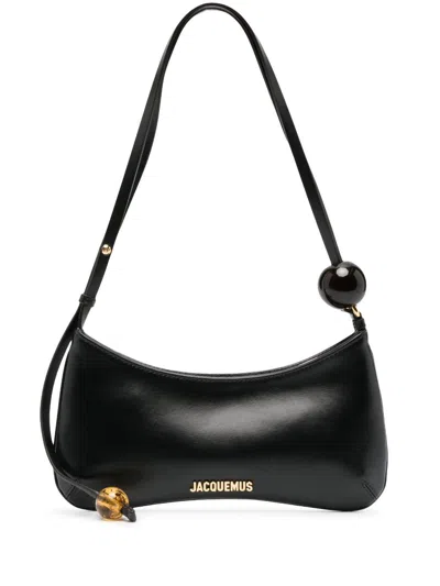 Shop Jacquemus Le Bisou Pearl Leather Bag In Black  