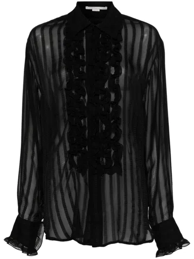 Shop Stella Mccartney Silk Blend Tuxedo Shirt In Black  