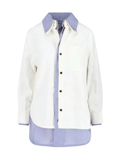 Shop Bottega Veneta Double-layer Shirt In Light Blue