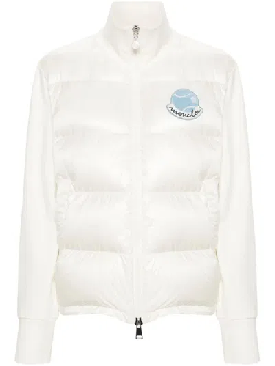 Shop Moncler Zip-up Cardigan In White