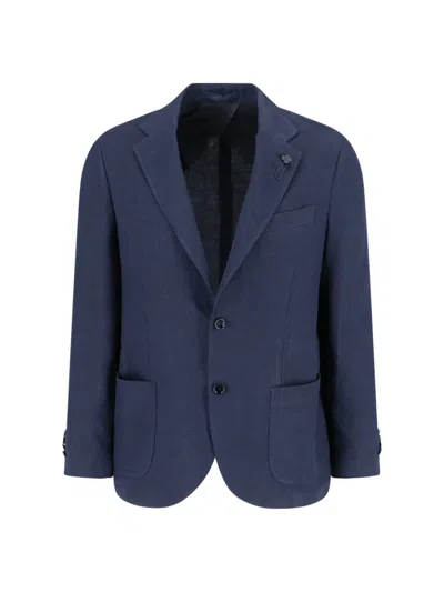 Lardini Single-breasted Patch-pocket Jacket In Blue