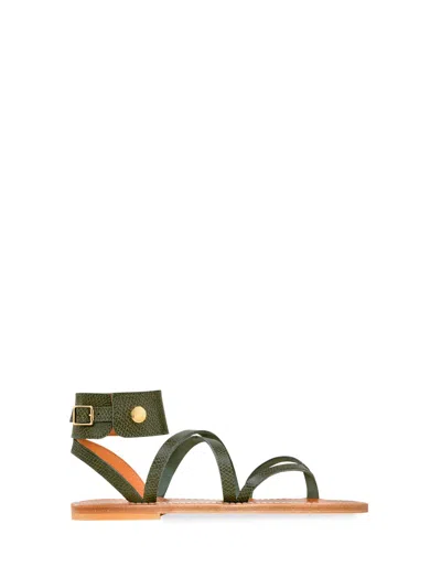 Shop Longchamp ` Flat Sandals In Green
