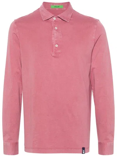 Shop Drumohr Long Sleeve Polo Shirt In Pink