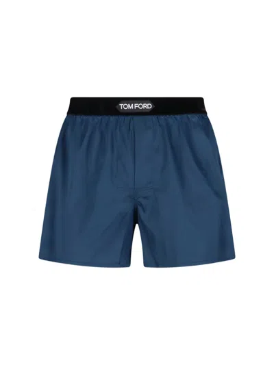 Shop Tom Ford Logo Boxer Shorts In Blue