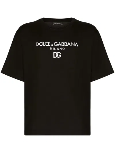 Shop Dolce & Gabbana `dg` Embroidery T-shirt In Black  