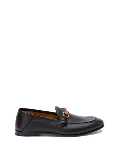Shop Gucci `horsebit` Loafers With `web` In Black  