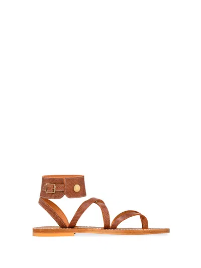 Shop Longchamp ` Flat Sandals In Brown
