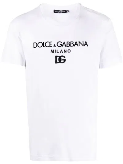 Shop Dolce & Gabbana `dg` Embroidery T-shirt In White